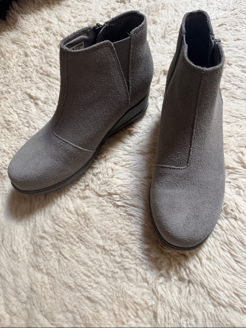 Sorel Gray Suede Wedge Ankle Booties